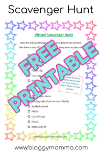 FREE Kid's Virtual Scavenger Hunt Printable - Bloggy Momma