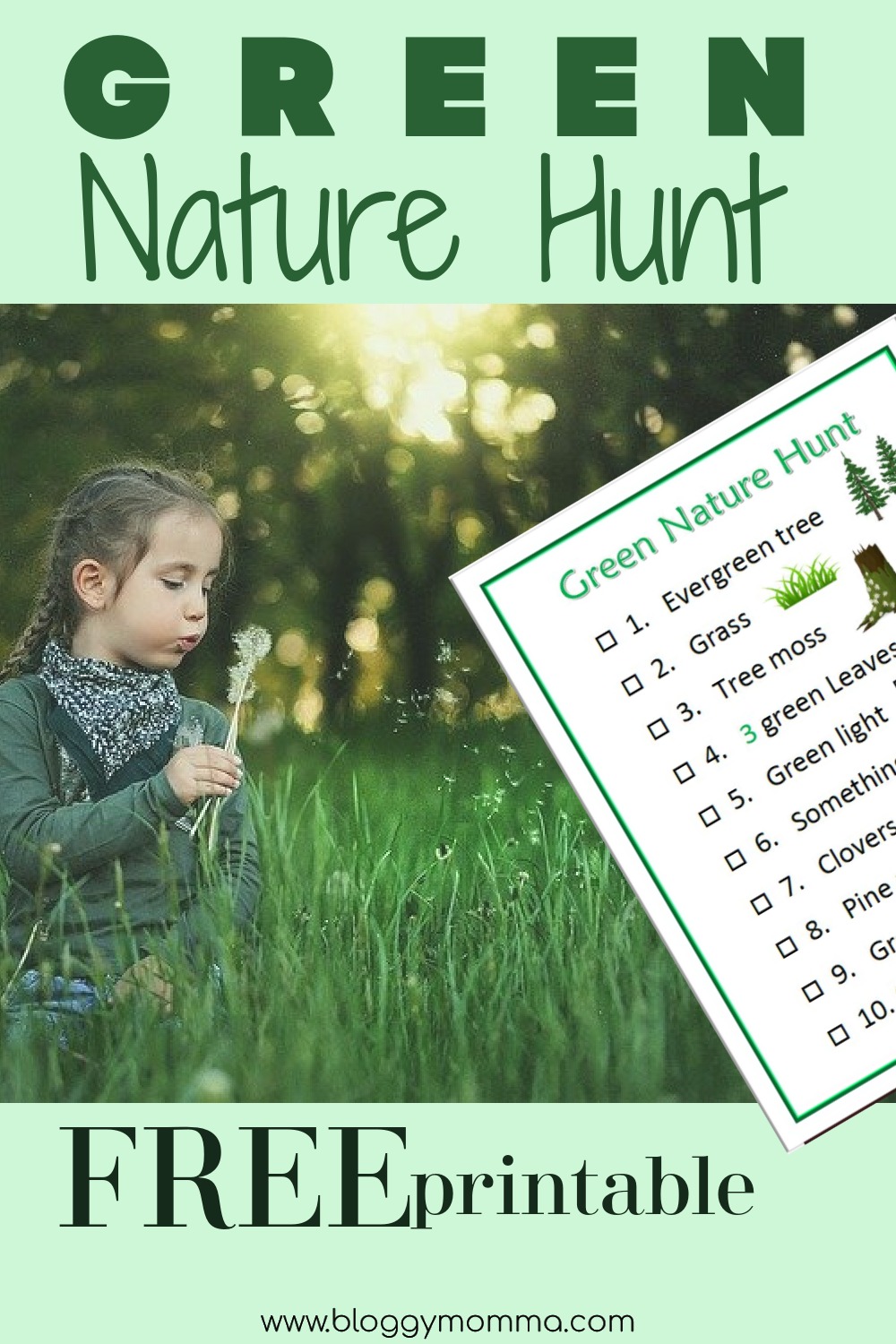 Get Out And Discover Nature! Green Scavenger Hunt Printable - Bloggy Momma