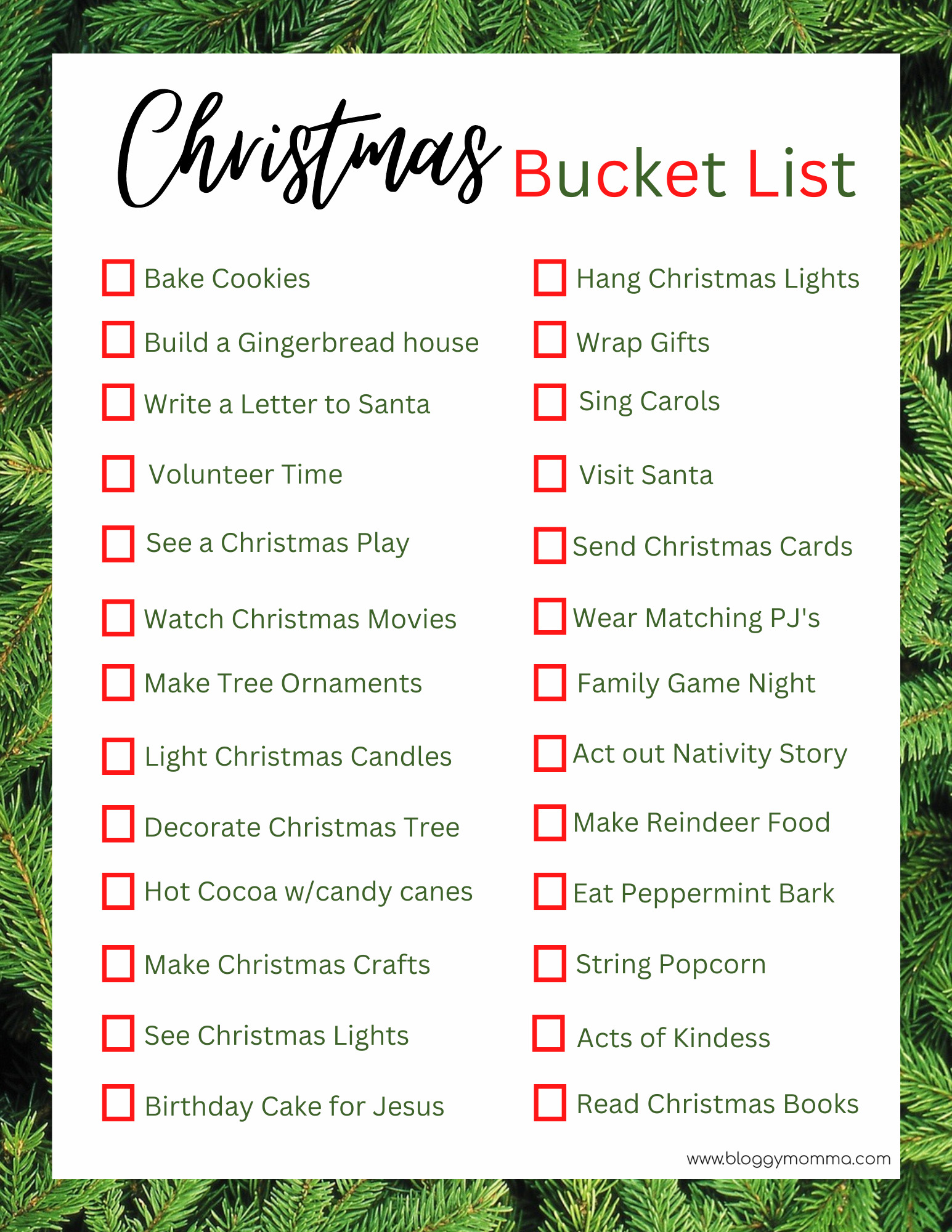 CHRISTMAS BUCKET LIST FOR FAMILIES - Bloggy Momma